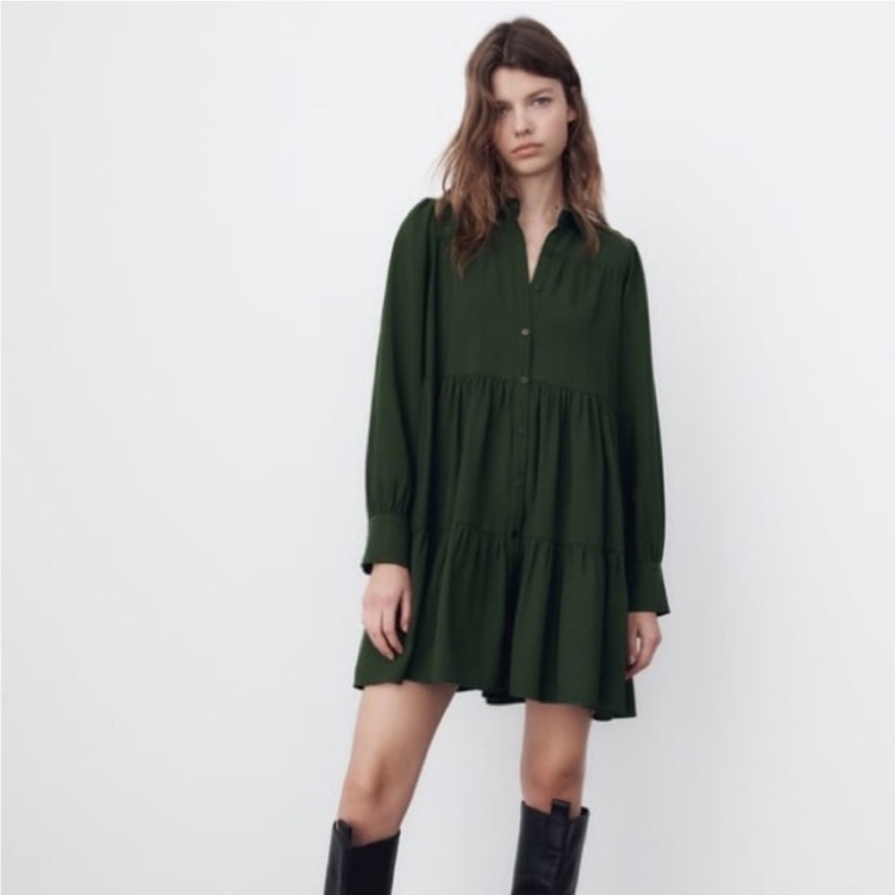 Zara Tiered Babydoll Shirt Dress